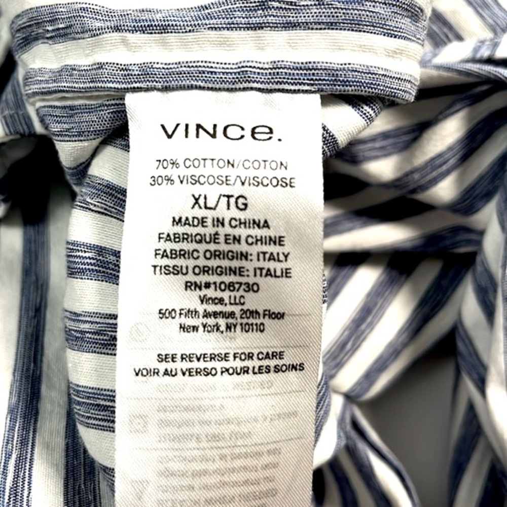 Vince Striped Belted Midi Shirt Dress, Blue/White, XL - Picture 13 of 13